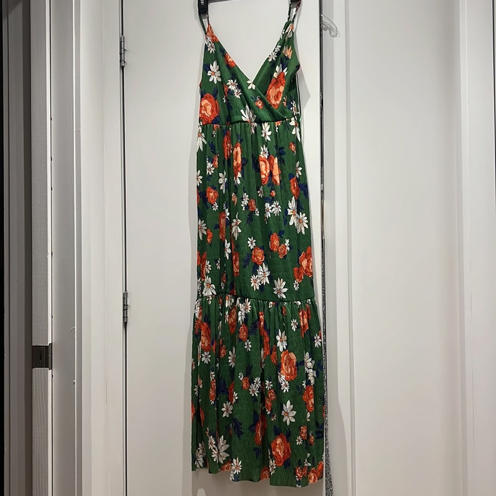 Green floral maxi dress